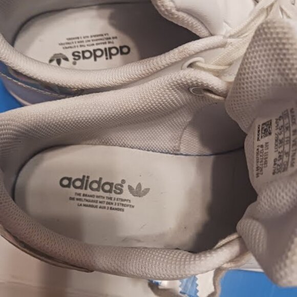 ADIDAS ORIGINALS J STAN SMITH EE8483 White/Silver Iridescent, Sz J6 (W8), used - Picture 13 of 15